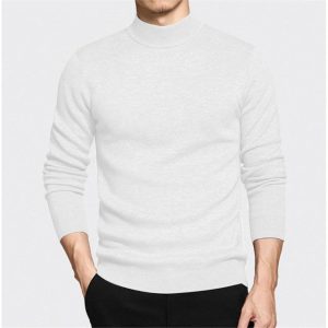 Men's Half Turtleneck Sweater - White