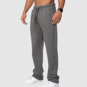 Men's Casual Straight Cotton Pants - Dark Grey