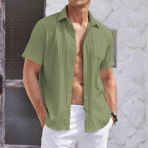 Men’s Linen Textured Shirt - Army Green