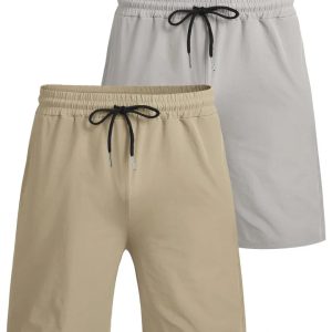 2-Pack Quick Dry Gym Shorts - Khaki /Light Grey