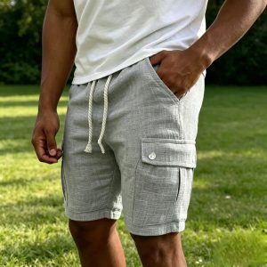 Lightweight Cotton Cargo Shorts - Gray