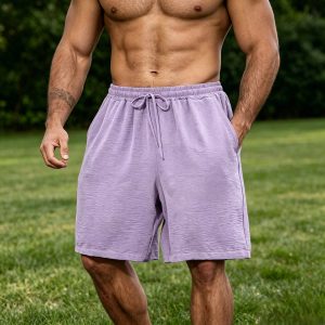 Men's Casual Simple Solid Color Comfortable Shorts - Purple