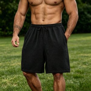 Men's Casual Simple Solid Color Comfortable Shorts - Black
