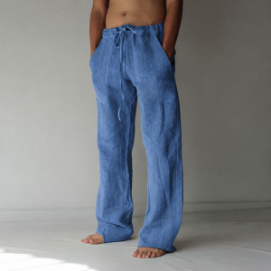 Men‘s Plus Size Linen Pants - Blue