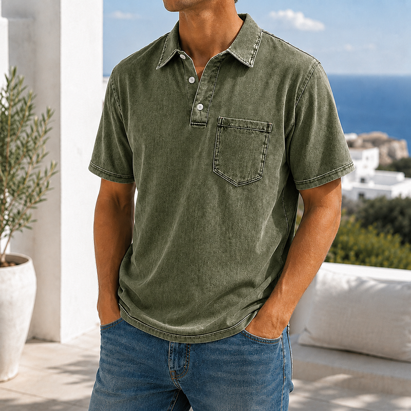 MivanityRetroEverydayLapelPocketCasualShortSleevePoloArmyGreen.png