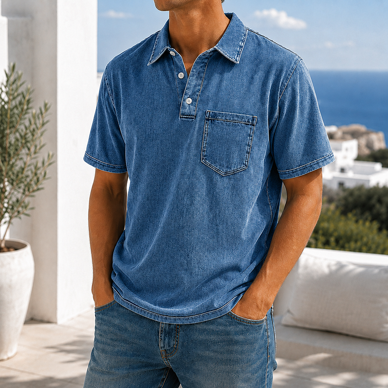 MivanityRetroEverydayLapelPocketCasualShortSleevePoloDenimBlue.png