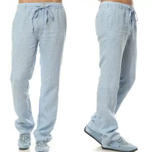 Summer Pure Natural Linen Trousers - Blue