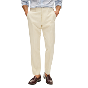 Men’s Slim Fit Seersucker Pants  Lightweight Cotton Summer Essential - Beige