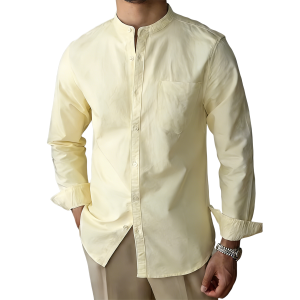 Men’s Mandarin Collar Shirt - Cream