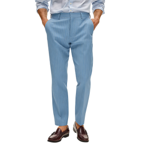 Men’s Slim Fit Seersucker Pants  Lightweight Cotton Summer Essential - Blue