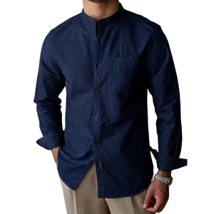 Men’s Mandarin Collar Shirt - Navy