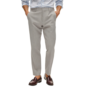 Men’s Slim Fit Seersucker Pants  Lightweight Cotton Summer Essential - Gray