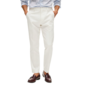 Men’s Slim Fit Seersucker Pants  Lightweight Cotton Summer Essential - White
