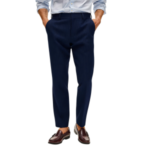 Men’s Slim Fit Seersucker Pants  Lightweight Cotton Summer Essential - Navy