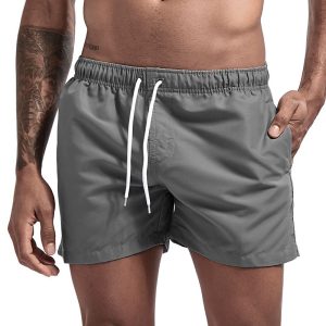 Men's Breathable Board Shorts with Pockets - Gray