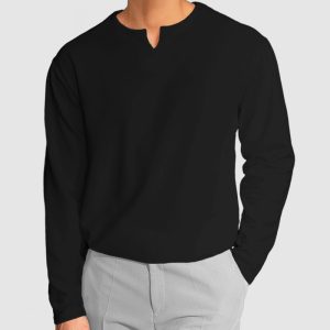 Gentleman's Simple V-Neck Cotton T-Shirt - Black