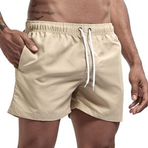 Men's Breathable Board Shorts with Pockets - Coffee