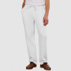 Men's Daily Casual Cotton Linen Lace-Up Trousers - White