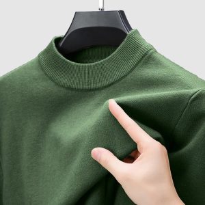 Men's Basic Bottom Cashmere Sweater - Green
