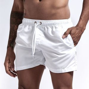 Men's Breathable Board Shorts with Pockets - White