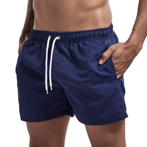 Men's Breathable Board Shorts with Pockets - Dark Blue