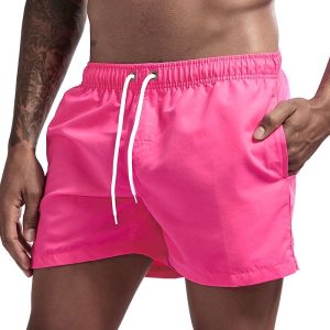 Men's Breathable Board Shorts with Pockets - Rose Red